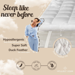Opulent Home White Single Duck Feather Mattress Topper with Down-Proof Cotton Cover 5 inch - thumbnail 4