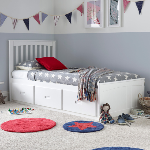 Bedmaster Quest White 3 Drawer Wooden Bed - image 1