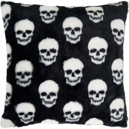 Skulls Faux Fur Cushion Black - thumbnail 2