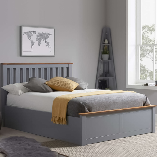 Phoenix King Size Stone Grey Ottoman Bed - image 1