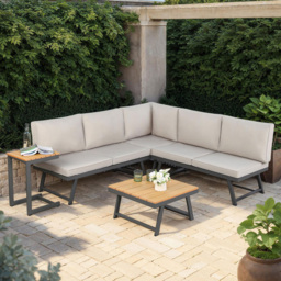 Home Garden Direct Monaco 4 Seater Grey Lounge Corner Sofa Set