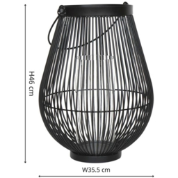 Ivyline Venere Portofino Black Wirework Lantern with Glass Insert - thumbnail 3