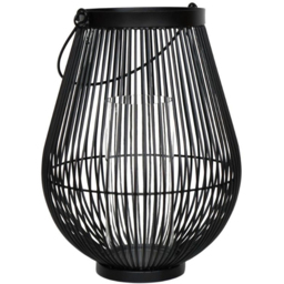 Ivyline Venere Portofino Black Wirework Lantern with Glass Insert - thumbnail 1