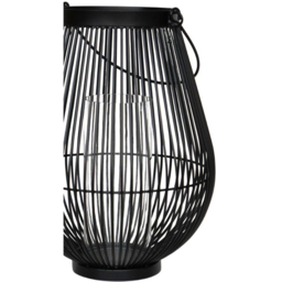 Ivyline Venere Portofino Black Wirework Lantern with Glass Insert - thumbnail 2