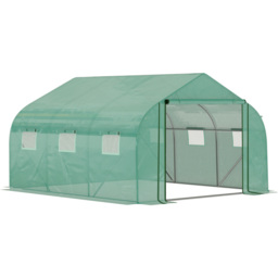 Outsunny Green Walk In Polytunnel Greenhouse 11.5 x 10ft - thumbnail 1