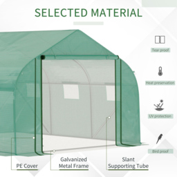 Outsunny Green Walk In Polytunnel Greenhouse 11.5 x 10ft - thumbnail 3