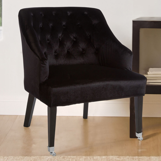 Premier Housewares Darwin Black Velvet Chair - image 1