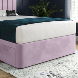 Marcelo Pink Single Velvet Upholstered Divan Bed Frame with Linear Headboard - thumbnail 4