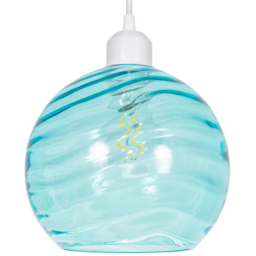 Happy Homewares Designer Teal Circular Ribbed Glass Non Electric Ceiling Pendant Shade - thumbnail 1
