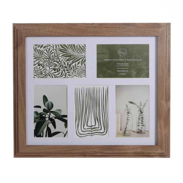 Oakham Wood Effect 5 Aperture Frame - Brown - image 1