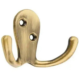 Double Robe Hook Wide Antique Brass