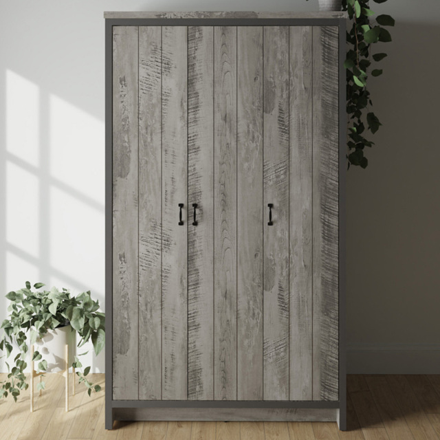 GFW Boston 3 Door Grey Wardrobe - image 1