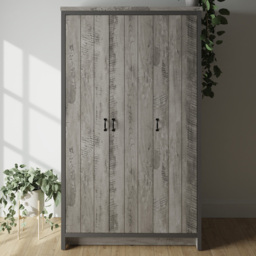 GFW Boston 3 Door Grey Wardrobe - thumbnail 1