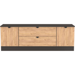 Crowndale Bora 2 Door 2 Drawer Gold Craft Oak and Graphite Wide TV Unit Ready Assembled - thumbnail 2