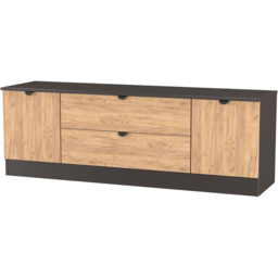 Crowndale Bora 2 Door 2 Drawer Gold Craft Oak and Graphite Wide TV Unit Ready Assembled - thumbnail 4