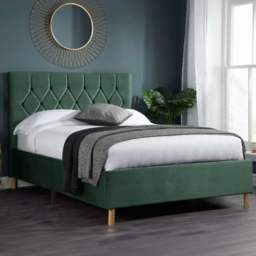 Loxley Green Small Double Fabric Bed