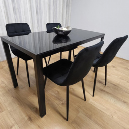 Kosy Koala 4 Seater Velvet Glass Dining Set Black
