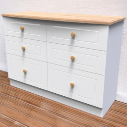 Crowndale Warwick White Ash and Oak 6 Drawer Wide Midi Chest of Drawers