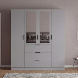 Vida Designs Trega Grey 4 Door 3 Drawer Mirrored Wardrobe - thumbnail 3
