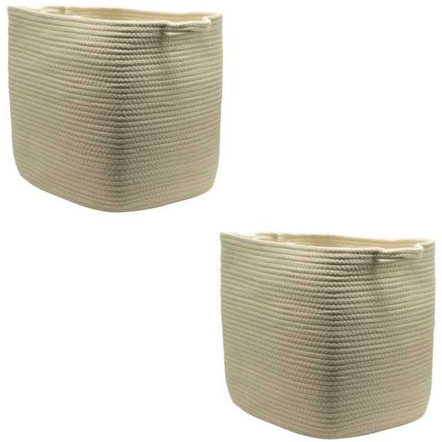Homebase Cotton Rope White Cube Storage Insert 2 Pack - image 1