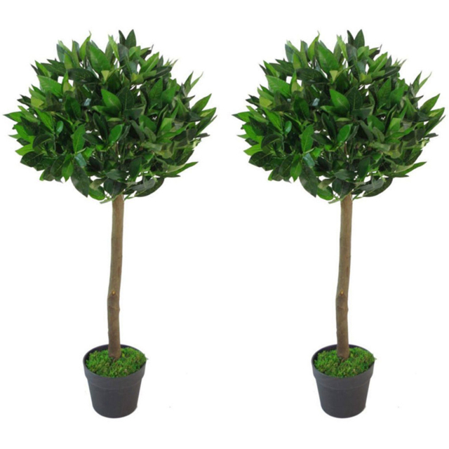 Leaf Topiary Leaf Design Bay Ball Artificial Tree in Pot 90cm 2 Pack