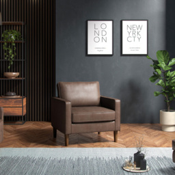 Regan Faux Leather Brown Armchair - thumbnail 4