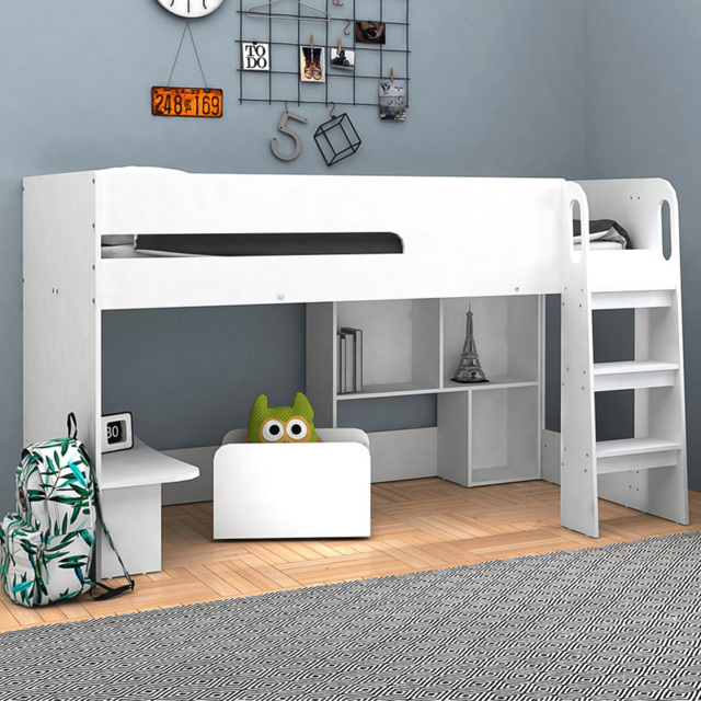 Kudl White Mid Sleeper with Toybox Cube - image 1