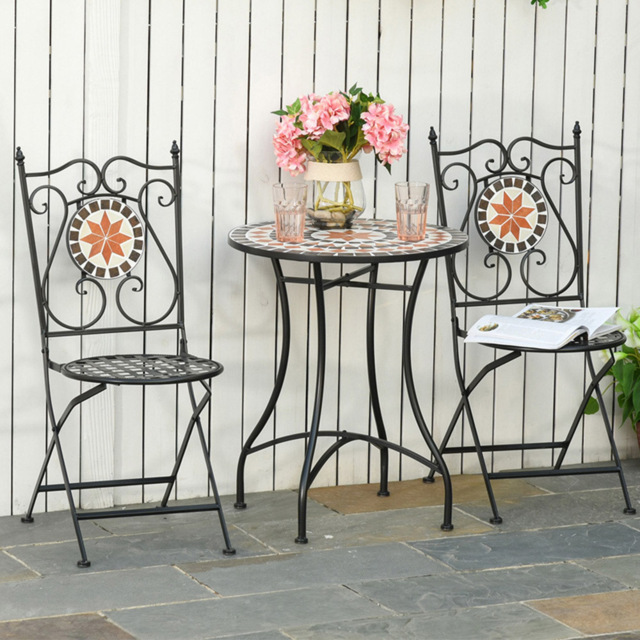 Outsunny 2 Seater Ceramic Round Outdoor Coffee Table Set - image 1