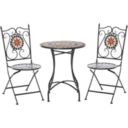 Outsunny 2 Seater Ceramic Round Outdoor Coffee Table Set - thumbnail 2