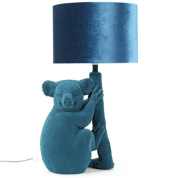 ValueLights Kevin Teal Velvet Koala LED Table Lamp