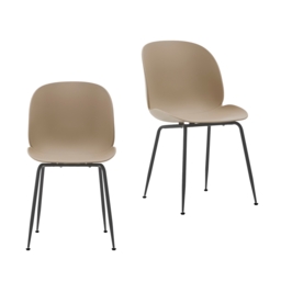 Set of 2 Carter Moulded Dining Chairs- Taupe - thumbnail 2