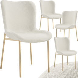 tectake Tessa White and Gold Boucle Padded Dining Chair Set of 4 - thumbnail 2