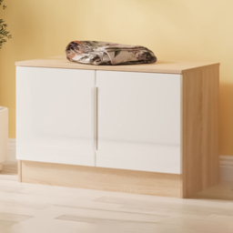 Crowndale Milan White Gloss and Bardolino Oak 2 Door Compact Storage Unit Ready Assembled