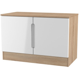 Crowndale Milan White Gloss and Bardolino Oak 2 Door Compact Storage Unit Ready Assembled - thumbnail 4