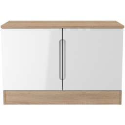 Crowndale Milan White Gloss and Bardolino Oak 2 Door Compact Storage Unit Ready Assembled - thumbnail 2