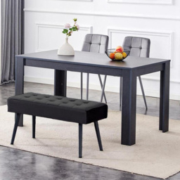 Portland 4 Seater Dark Grey and Grey Wooden Dining Set with Bench