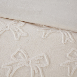 Ivory Double Bow Faux Fur Duvet Set - thumbnail 4