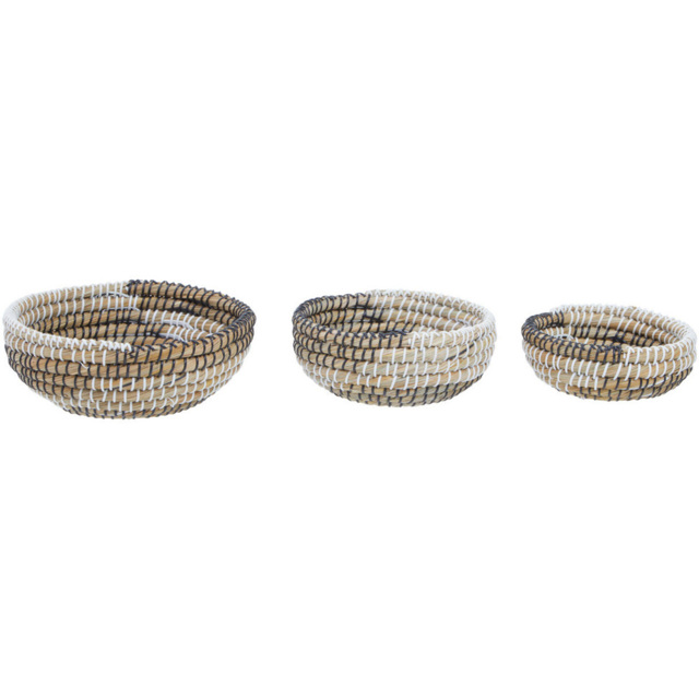 Premier Housewares White and Black Oval Straw Basket 3 Pack - image 1