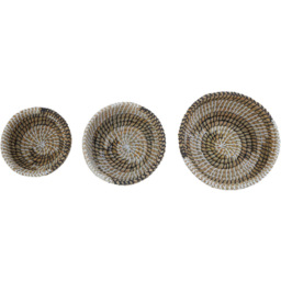 Premier Housewares White and Black Oval Straw Basket 3 Pack - thumbnail 2