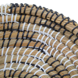 Premier Housewares White and Black Oval Straw Basket 3 Pack - thumbnail 4