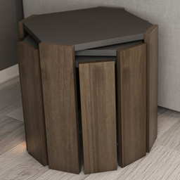 Decorotika Lori Anthracite and Walnut Nest of Coffee Tables Set of 3