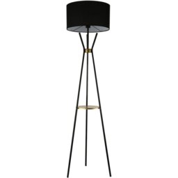 Camden Floor Lamp with Shelf - Black and Gold