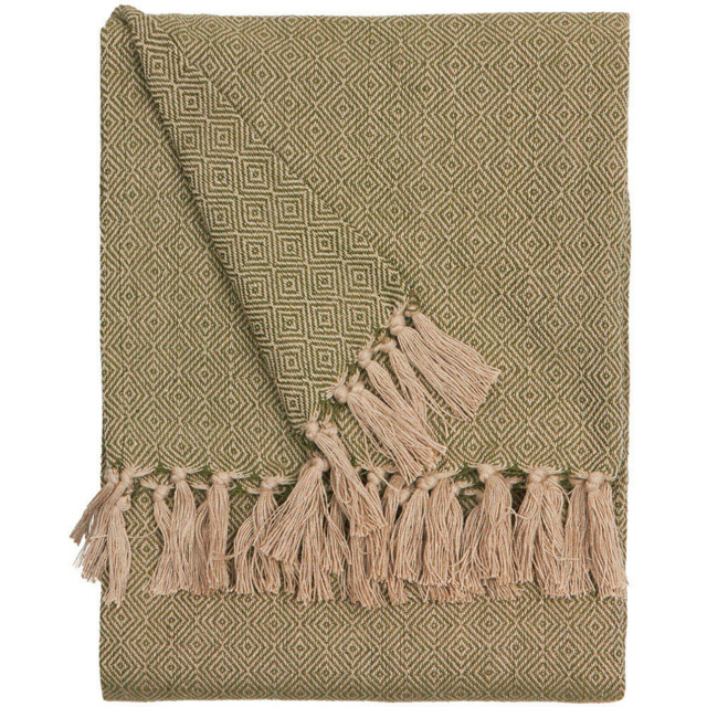 Furn Dessa Geometric Green Woven Throw 130 x 180cm - image 1