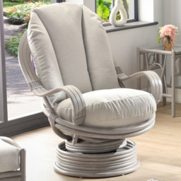 Desser Furniture Bali Alba Dusk Grey Natural Rattan Swivel Rocking Chair - thumbnail 1