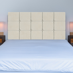 Bedmaster Pearl Super King Size Cream Naples Velvet Squared Headboard - thumbnail 1