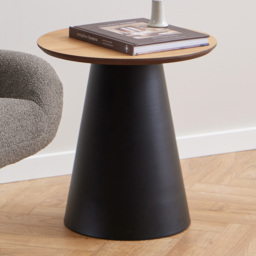 Florence Soli Round Black and Oak Coffee Table