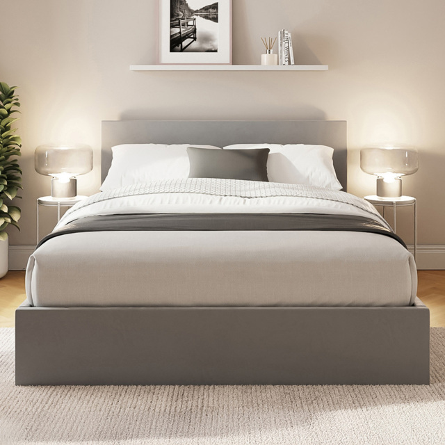 GFW Charcoal Grey King Size Velvet End Lift Ottoman Bed with Memory Pocket Spring Mattress - image 1