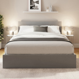 GFW Charcoal Grey King Size Velvet End Lift Ottoman Bed with Memory Pocket Spring Mattress - thumbnail 1