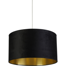 Lighting Collection Black Brushed Gold Inner Velvet Drum Shade 50cm