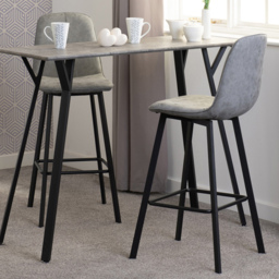 Seconique Quebec Grey Faux Leather Bar Stool Set of 2 - thumbnail 1